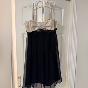 Betsey Johnson Cream and Black Evening Dress vintage size 4 dress with bow